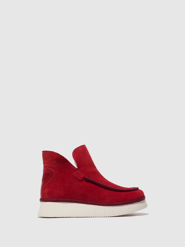 flowfold Round Toe Ankle Boots COZE348FLY SUEDE/RUG CARMINE RED