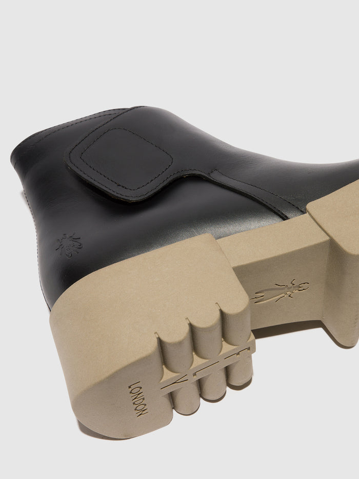 Flowfold Velcro Ankle Boots ENDO006FLY BLACK (TAUPE SOLE)