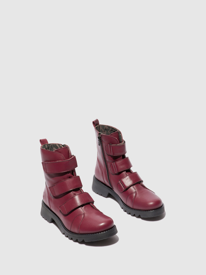 Flowfold Velcro Ankle Boots RACH790FLY LEATHER WINE(BLACK)