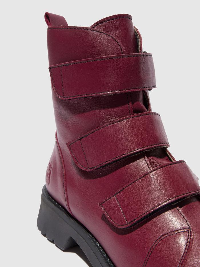 Flowfold Velcro Ankle Boots RACH790FLY LEATHER WINE(BLACK)