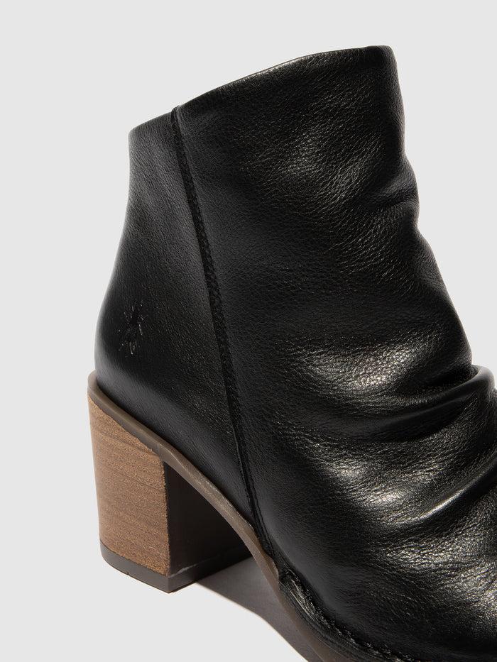 Flowfold Zip Up Ankle Boots BELL061FLY VELVET BLACK