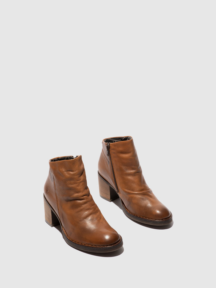 Flowfold Zip Up Ankle Boots BELL061FLY VELVET COGNAC