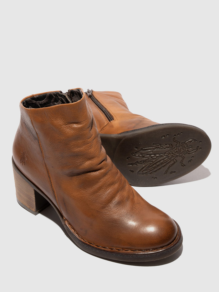 Flowfold Zip Up Ankle Boots BELL061FLY VELVET COGNAC