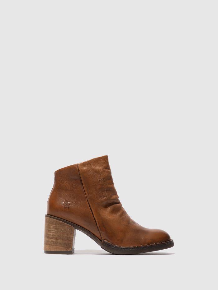 flowfold Zip Up Ankle Boots BELL061FLY VELVET COGNAC