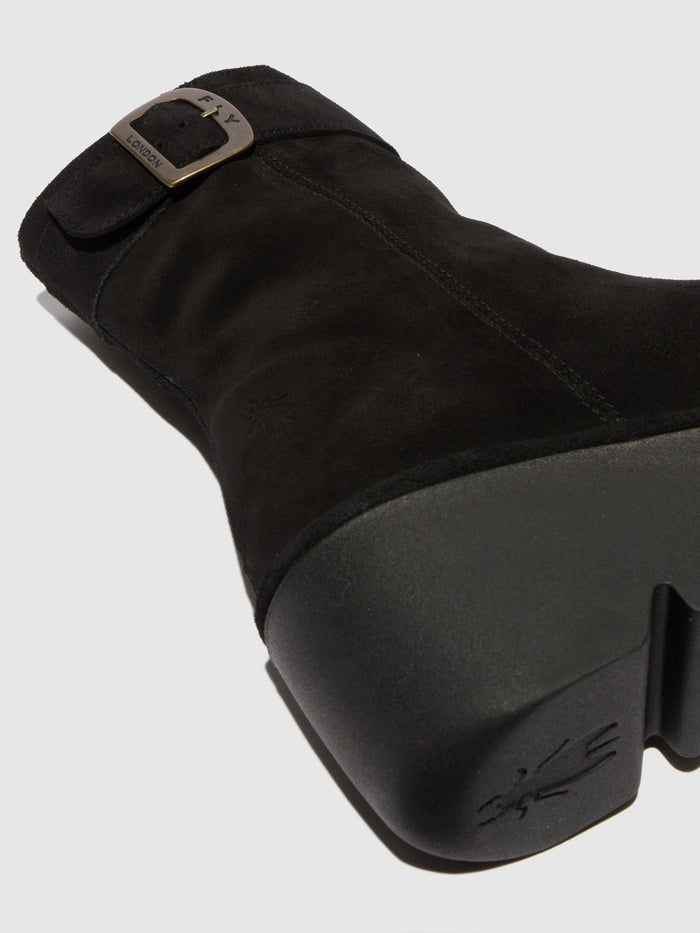 Flowfold Zip Up Ankle Boots BEPP396FLY OIL SUEDE BLACK