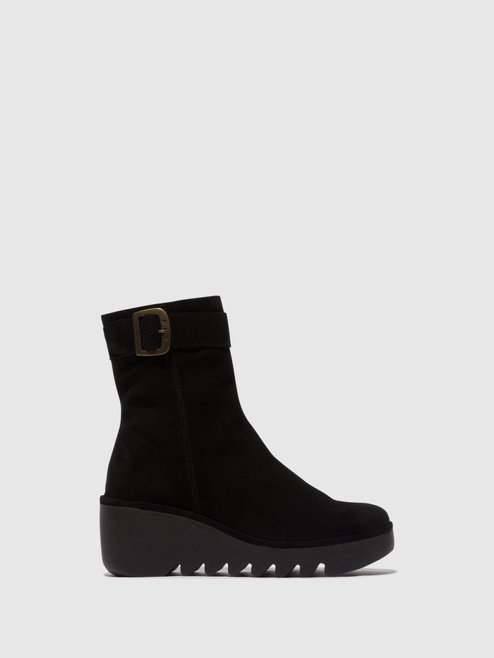flowfold Zip Up Ankle Boots BEPP396FLY OIL SUEDE BLACK