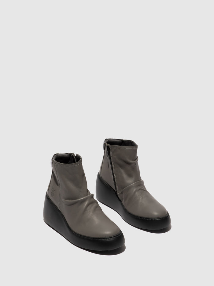 Flowfold Zip Up Ankle Boots DABE461FLY GREY (BLACK SOLE)