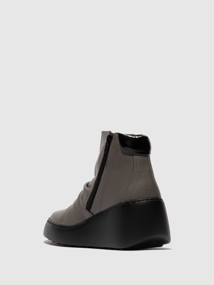 Flowfold Zip Up Ankle Boots DABE461FLY GREY (BLACK SOLE)