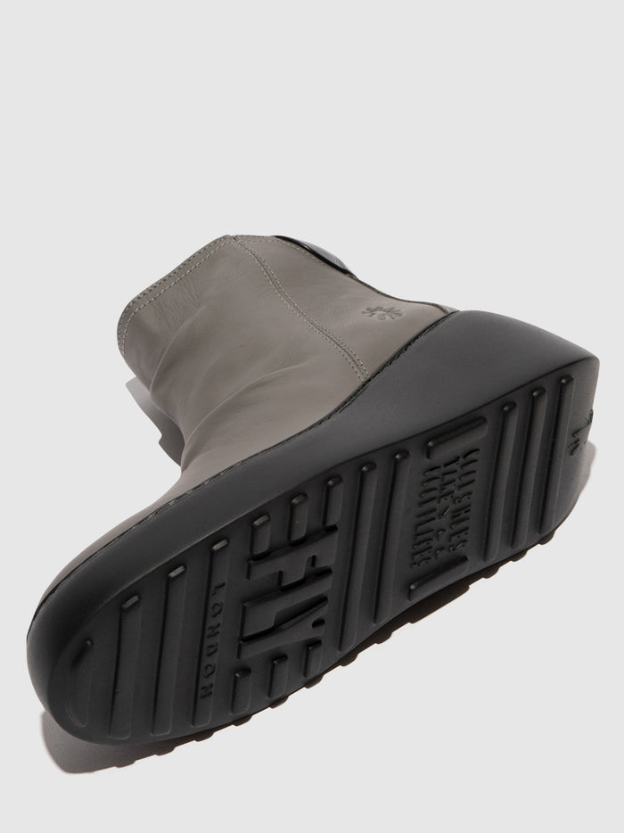 Flowfold Zip Up Ankle Boots DABE461FLY GREY (BLACK SOLE)