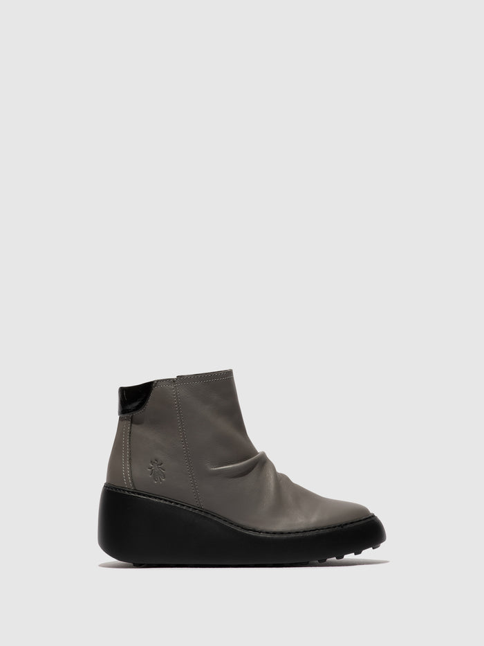 flowfold Zip Up Ankle Boots DABE461FLY GREY (BLACK SOLE)