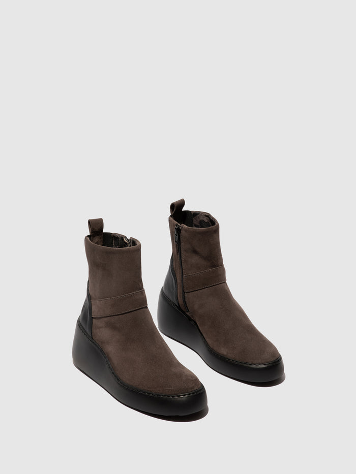 Flowfold Zip Up Ankle Boots DOXE604FLY ANTHRACITE/BLACK