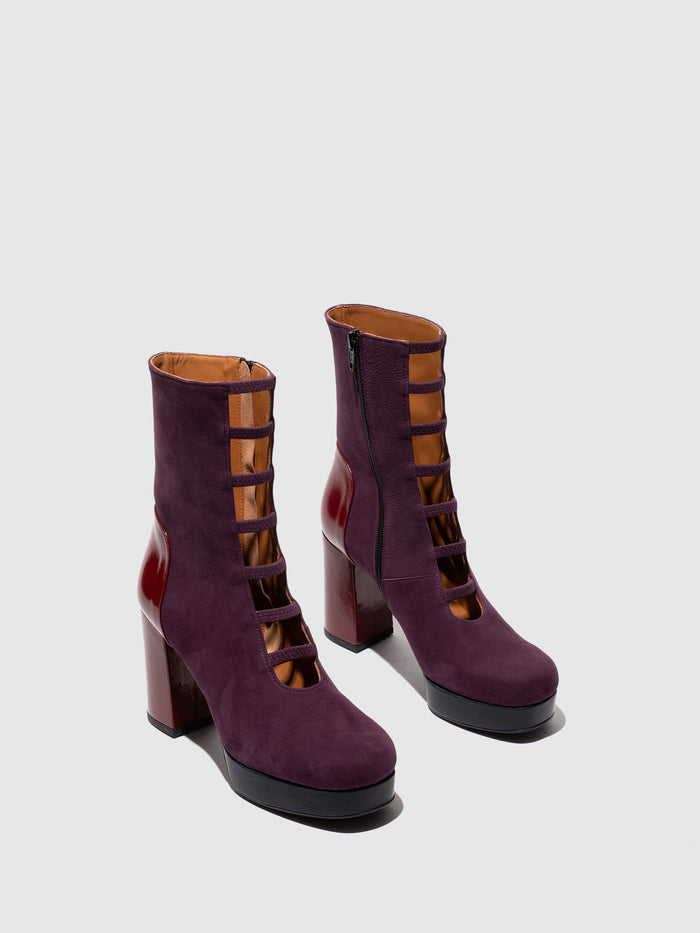Flowfold Zip Up Ankle Boots EVIK353FLY PURPLE/INT.RUST/NAVY