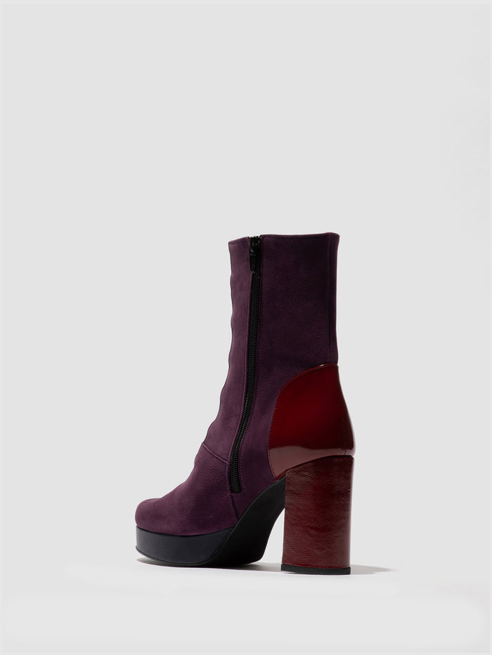 Flowfold Zip Up Ankle Boots EVIK353FLY PURPLE/INT.RUST/NAVY