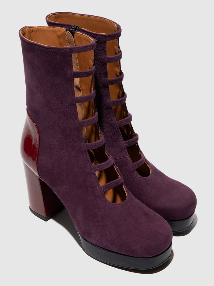Flowfold Zip Up Ankle Boots EVIK353FLY PURPLE/INT.RUST/NAVY