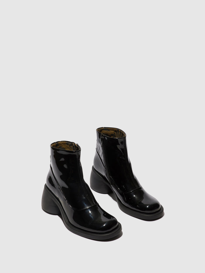 Flowfold Zip Up Ankle Boots HINT003FLY ATLANTIS BLACK