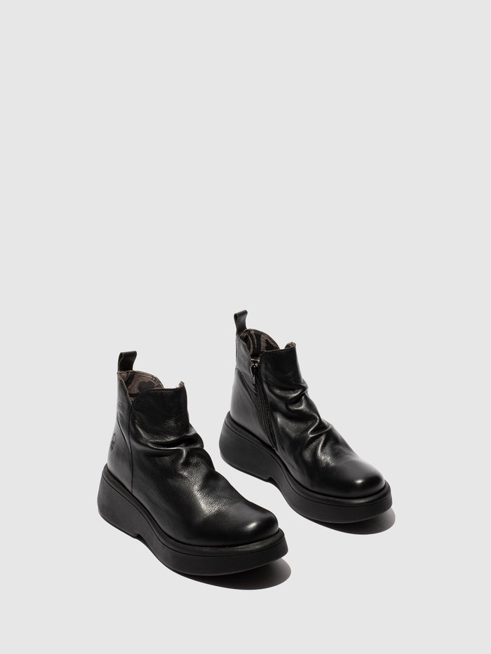 Flowfold Zip Up Ankle Boots MAZY323FLY DUBLIN BLACK