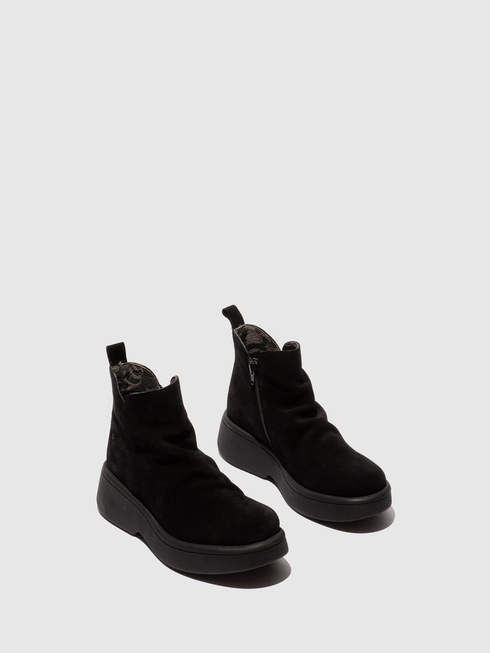 Flowfold Zip Up Ankle Boots MAZY323FLY OIL SUEDE BLACK