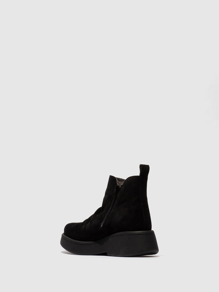 Flowfold Zip Up Ankle Boots MAZY323FLY OIL SUEDE BLACK