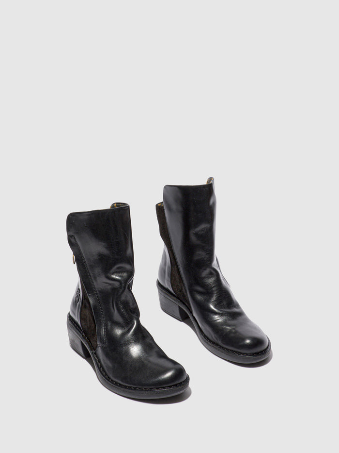 Flowfold Zip Up Ankle Boots MELY074FLY RUG/OILSUEDE BLACK