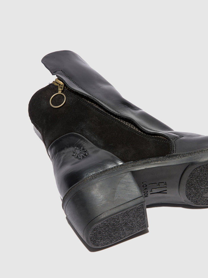 Flowfold Zip Up Ankle Boots MELY074FLY RUG/OILSUEDE BLACK