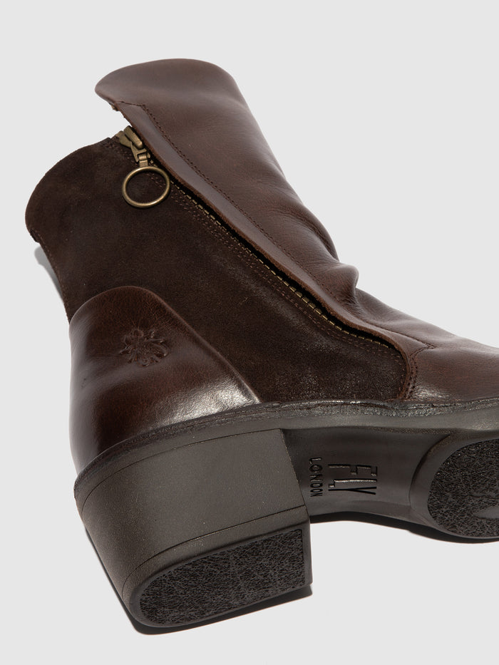 Flowfold Zip Up Ankle Boots MELY074FLY RUG/OILSUEDE DK BROWN/EXPRESSO