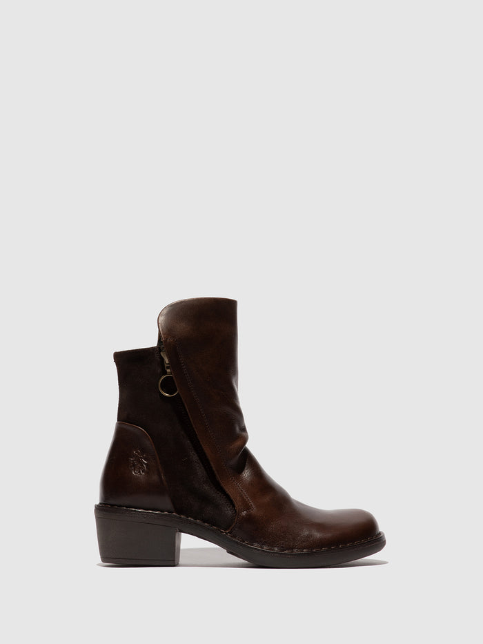 flowfold Zip Up Ankle Boots MELY074FLY RUG/OILSUEDE DK BROWN/EXPRESSO