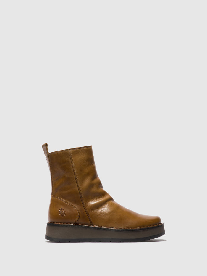flowfold Zip Up Ankle Boots RENO053FLY RUG CAMEL/CAMEL