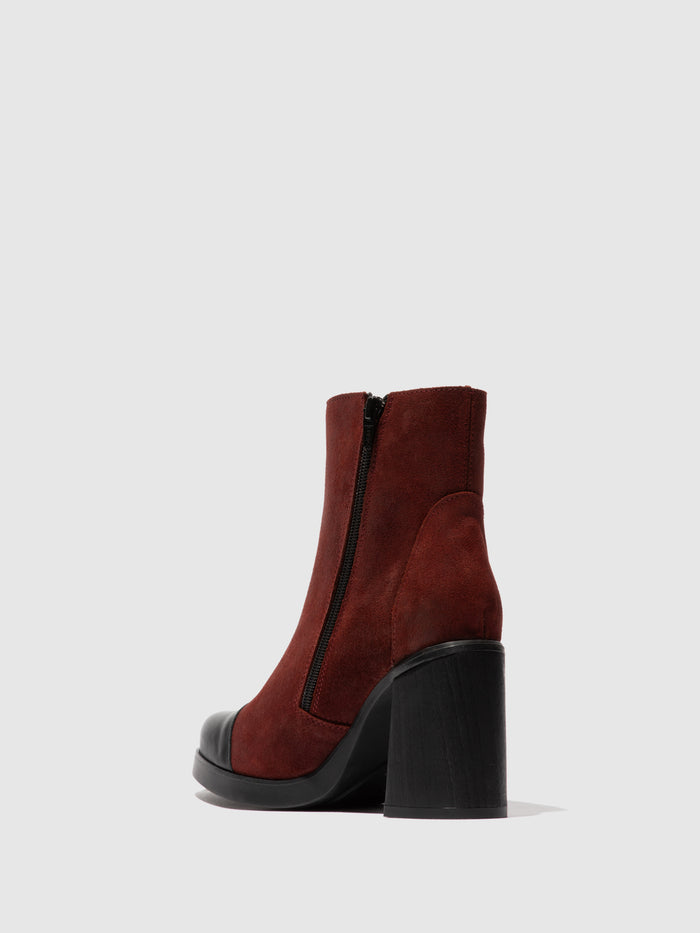 Flowfold Zip Up Ankle Boots STIR985FLY BLACK/OXBLOOD