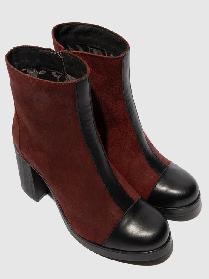 Flowfold Zip Up Ankle Boots STIR985FLY BLACK/OXBLOOD