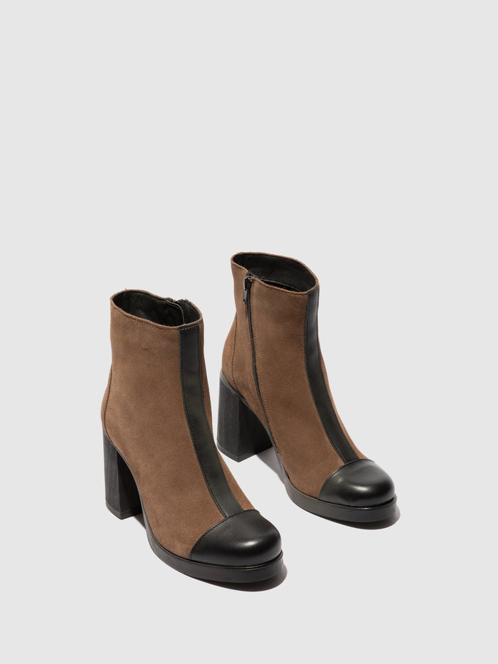 Flowfold Zip Up Ankle Boots STIR985FLY DUBLIN/OIL SUEDE BLACK/TAUPE