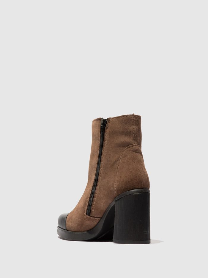 Flowfold Zip Up Ankle Boots STIR985FLY DUBLIN/OIL SUEDE BLACK/TAUPE