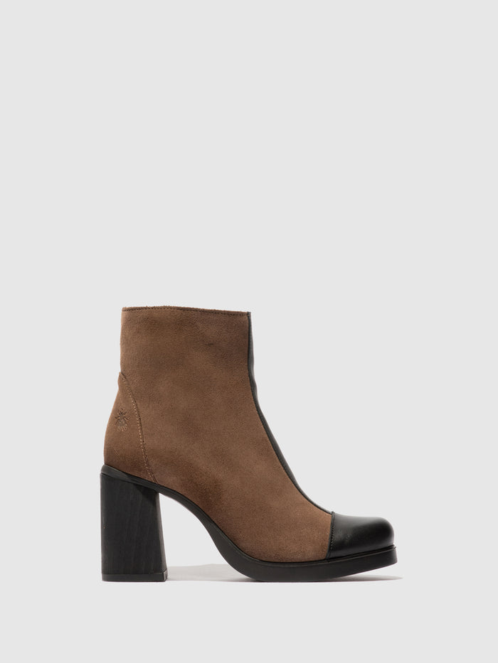 flowfold Zip Up Ankle Boots STIR985FLY DUBLIN/OIL SUEDE BLACK/TAUPE