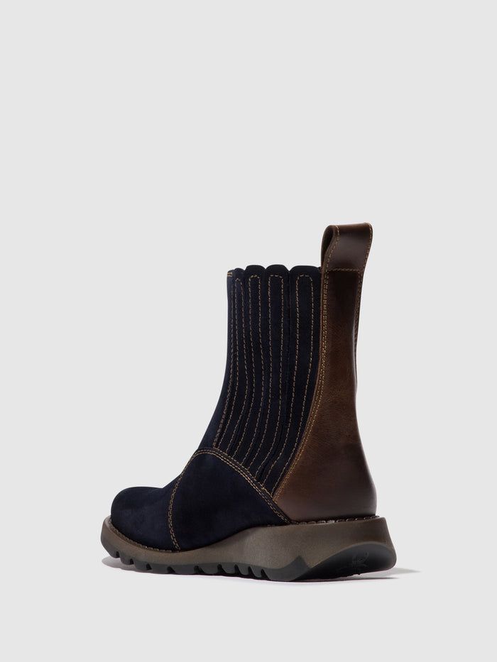 Flowfold Zip Up Ankle Boots SUZY899FLY NAVY/DK. BROWN
