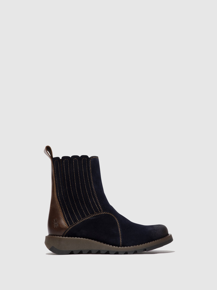 flowfold Zip Up Ankle Boots SUZY899FLY NAVY/DK. BROWN
