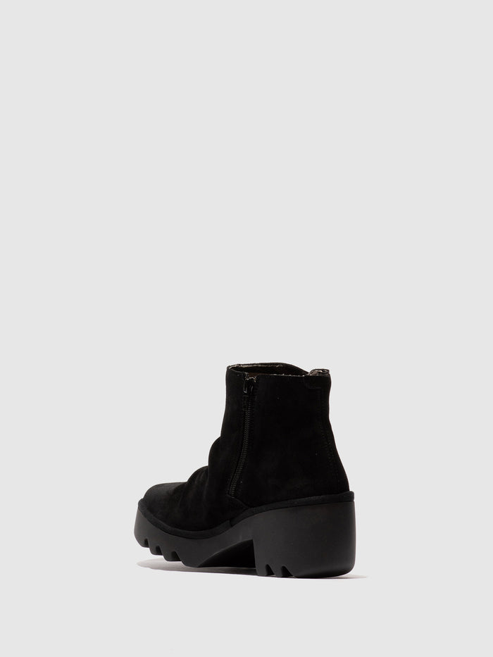 Flowfold Zip Up Ankle Boots TULP592FLY OIL SUEDE BLACK