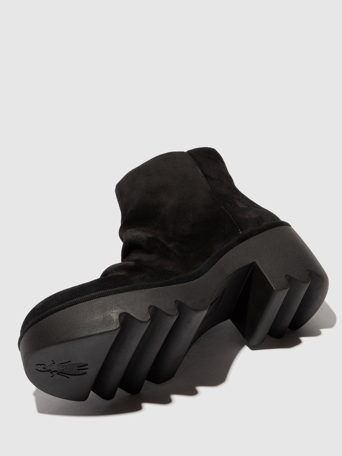 Flowfold Zip Up Ankle Boots TULP592FLY OIL SUEDE BLACK