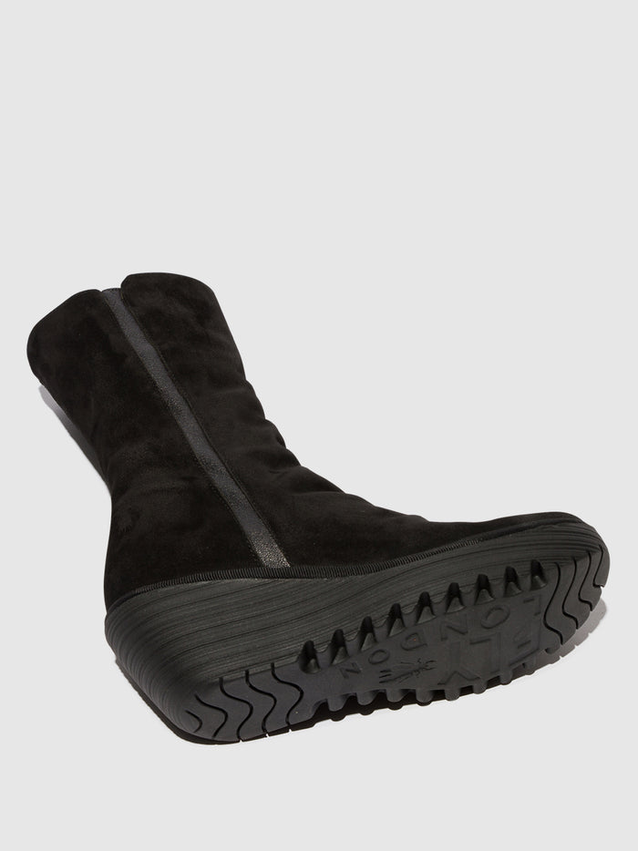 Flowfold Zip Up Ankle Boots YEMY408FLY OIL SUEDE/MOUSSE BLACK