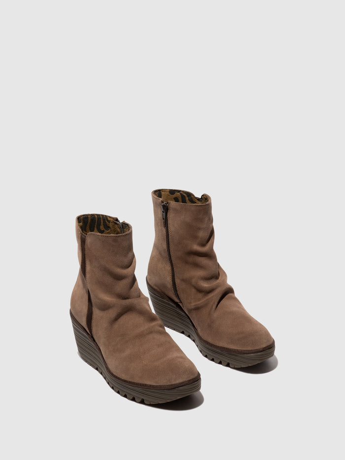 Flowfold Zip Up Ankle Boots YOPA461FLY TAUPE/EXPRESSO