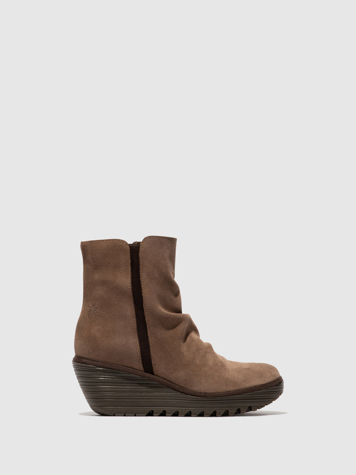 flowfold Zip Up Ankle Boots YOPA461FLY TAUPE/EXPRESSO