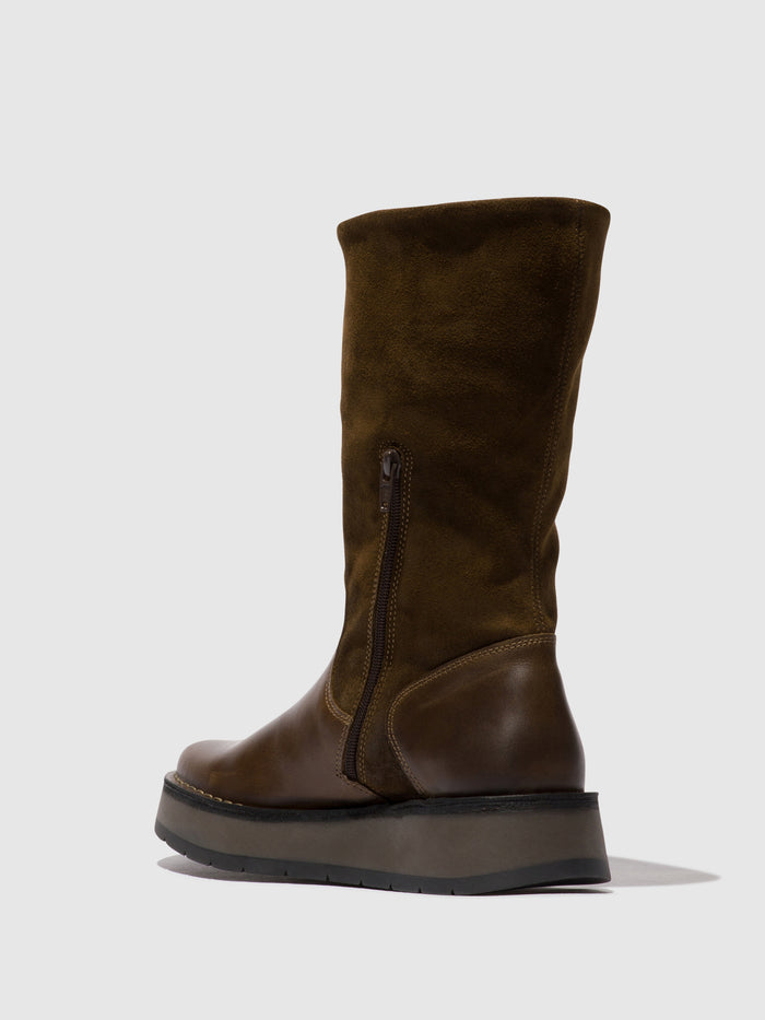 Flowfold Zip Up Boots RULA083FLY OLIVE/SLUDGE (ORANGE)