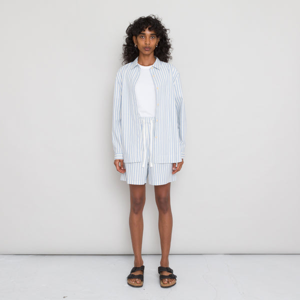 folk Boyfriend Shirt Women's - Cornflower Ecru Stripe