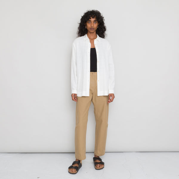 folk Boyfriend Shirt Women's - Double Layer Ecru Voile