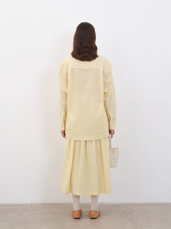 Folk Cawley - Japanese Mugwasher Stripe June Shirt - Buttercup