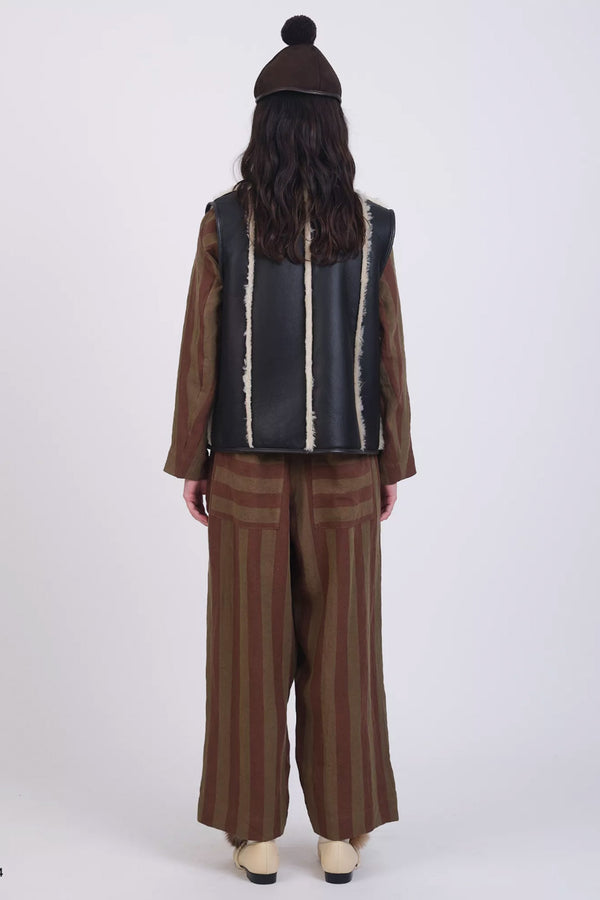 Folk Cawley - Leather Back Straight Hair Seam Ella Vest - Chocolate/ Seal