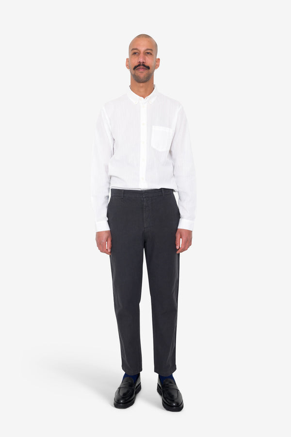Folk Fixed Waistband Cotton Linen Trouser - Soft Black