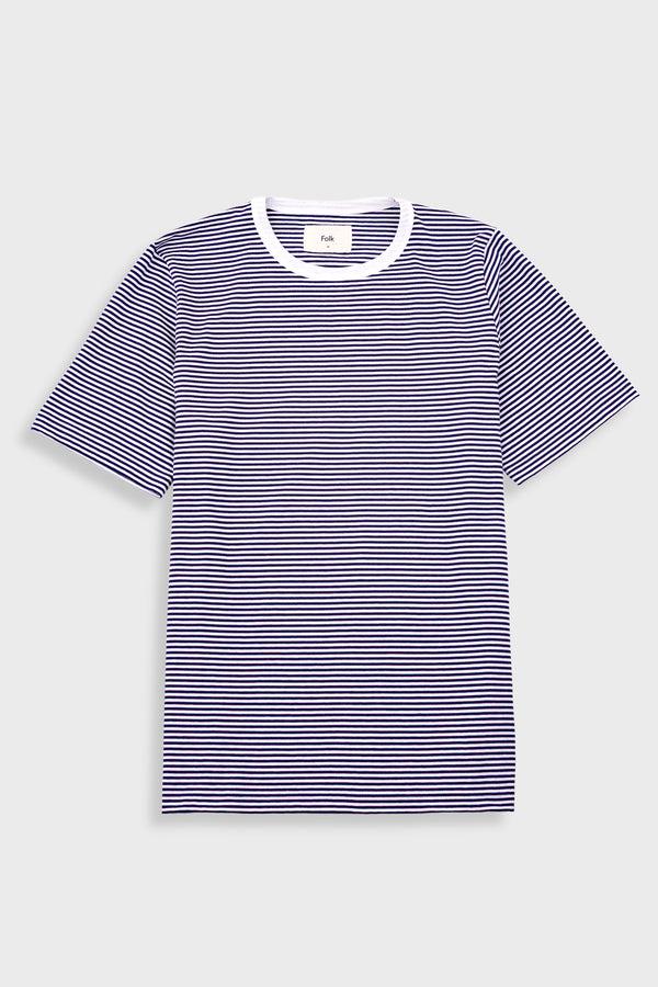 folk 1x1 Striped T-Shirt - Bright Navy / Ecru