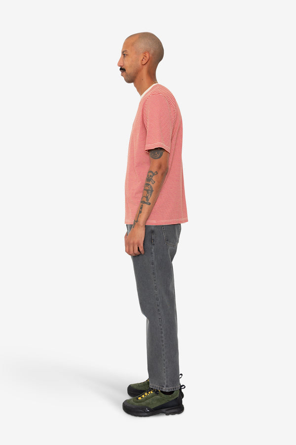 Folk 1x1 Striped T-Shirt - Crimson / Stone