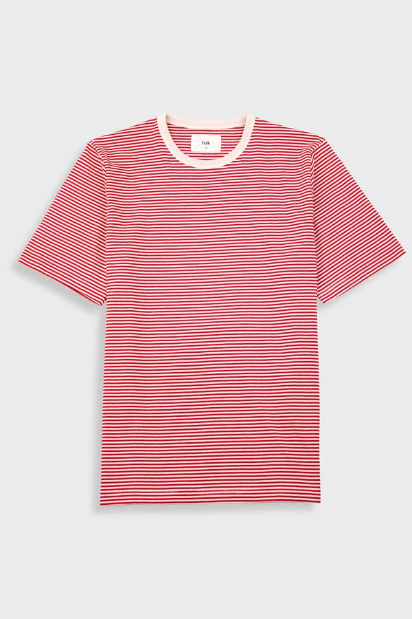 folk 1x1 Striped T-Shirt - Crimson / Stone