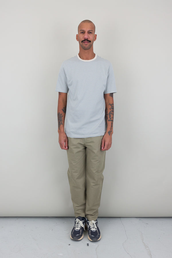 Folk 1x1 Striped T-Shirt - Ecru Dusty Blue