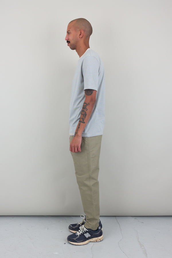 Folk 1x1 Striped T-Shirt - Ecru Dusty Blue
